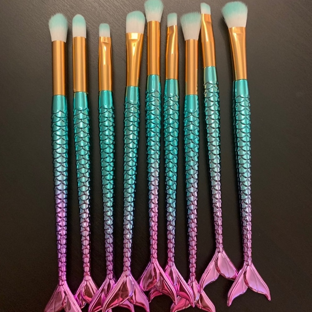 9pc Mermaid Eye Makeup Brush Set
